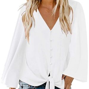women’s V neck blouse with 3/4 Sleeves.
